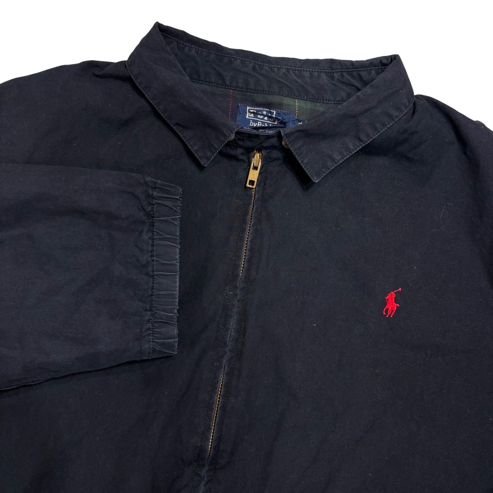 Polo Ralph Lauren Harrington Jacket Mens XXL Navy Blue Plaid Lined USA Made Vtg